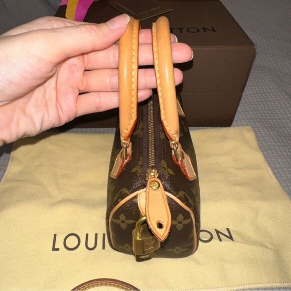 EUC Louis Vuitton LV Mini Speedy HL Top Handle with Crossbody Strap + Lock Key - Picture 11 of 15